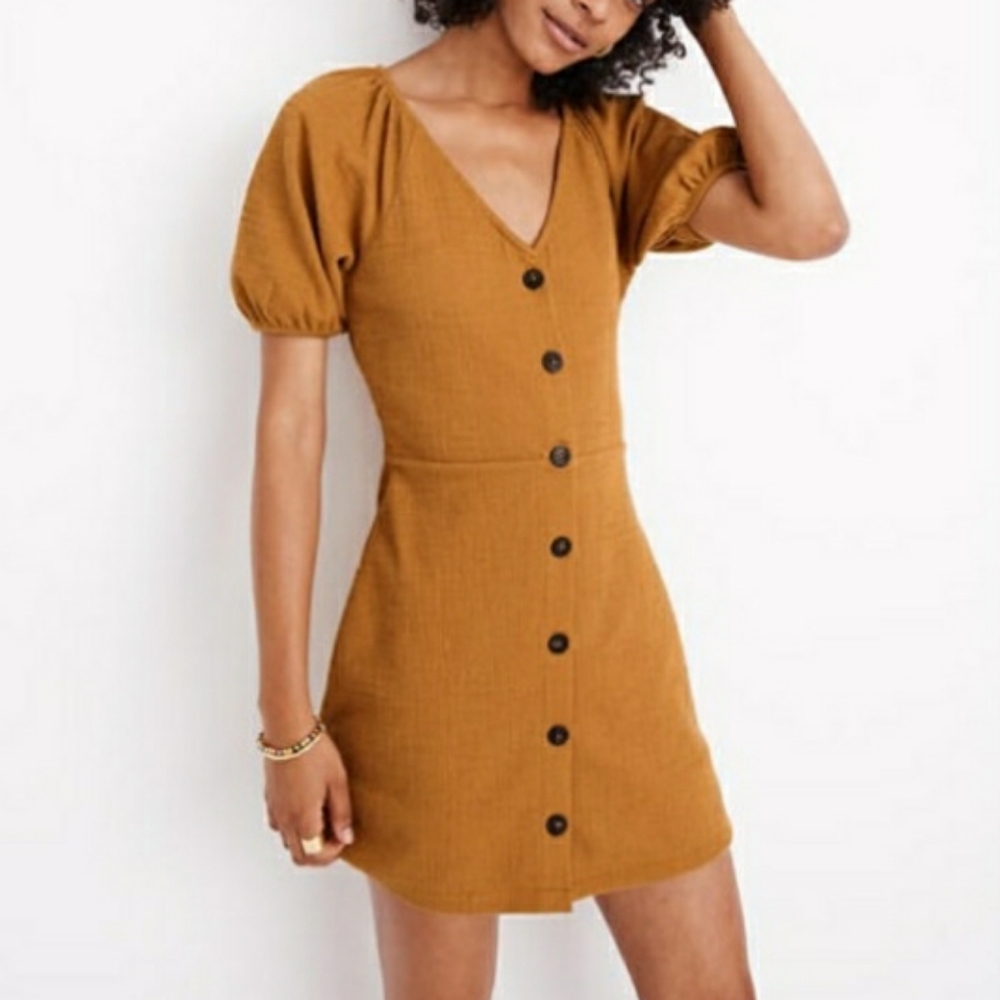 Madewell Texture And Thred Puff Sleeve Dress